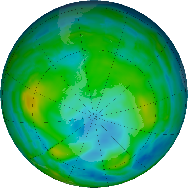 Antarctic ozone map for 06 June 2010